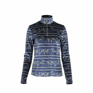 RONNER ダンシングホース ベルベット ジップシャツ 長袖 レディース
